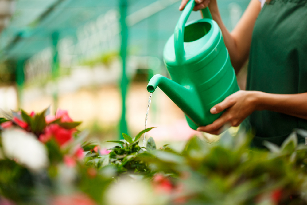 florist watering flowers